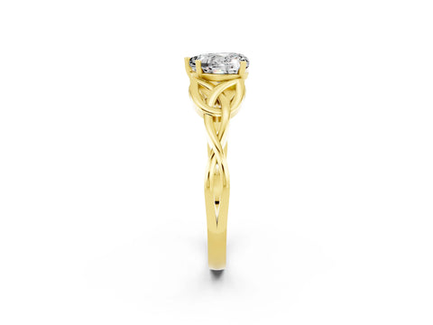 Yellow gold Heart Cut Moissanite Solitaire Celtic Knot Ring with Four-Prong Setting_14