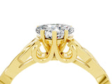 Yellow gold Heart Cut Moissanite Solitaire Celtic Knot Ring with Four-Prong Setting_16