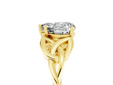 Yellow gold Heart Cut Moissanite Solitaire Celtic Knot Ring with Four-Prong Setting_17