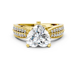 Yellow gold Heart Cut Moissanite   Solitaire Diamond Ring with Milgrain Pavé Band and Four-Prong Setting_34