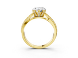 Yellow gold Heart Cut Moissanite   Solitaire Diamond Ring with Milgrain Pavé Band and Four-Prong Setting_37