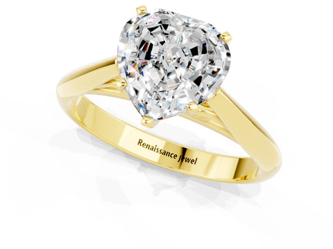 Yellow gold Heart Cut Moissanite Solitaire Engagement Ring with Cathedral Setting and Four-Prong Mount_13