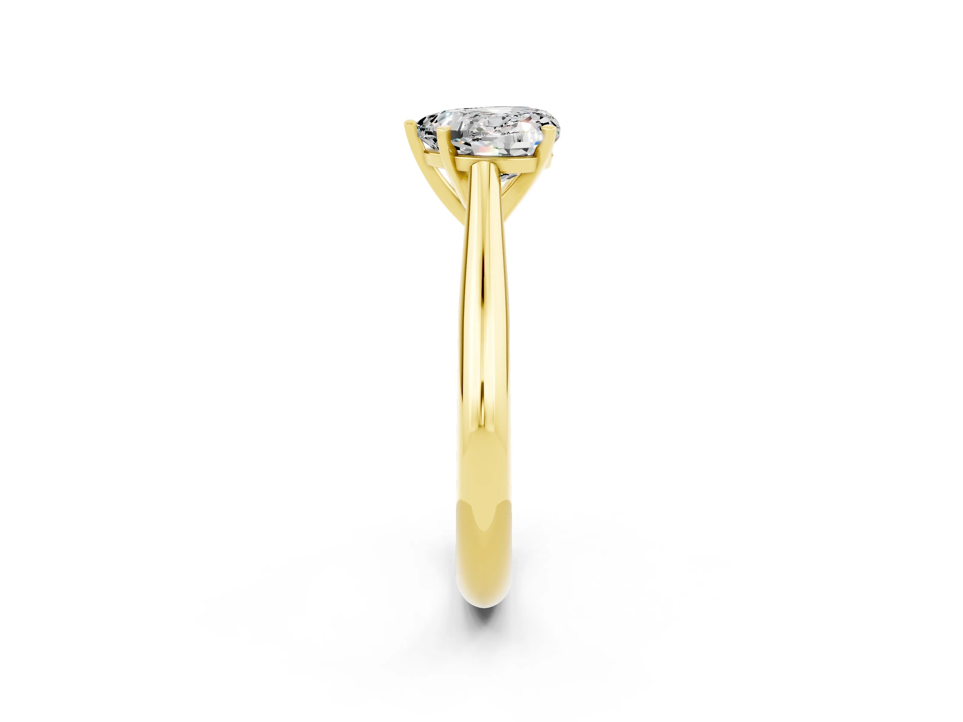 Yellow gold Heart Cut Moissanite Solitaire Engagement Ring with Cathedral Setting and Four-Prong Mount_14