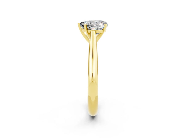 Yellow gold Heart Cut Moissanite Solitaire Engagement Ring with Cathedral Setting and Four-Prong Mount