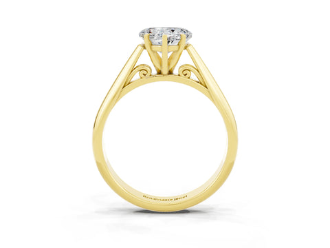 Yellow gold Heart Cut Moissanite Solitaire Engagement Ring with Cathedral Setting and Four-Prong Mount_15