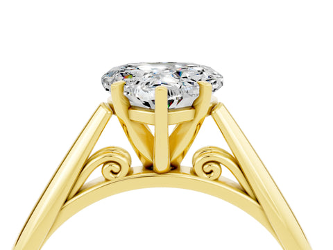 Yellow gold Heart Cut Moissanite Solitaire Engagement Ring with Cathedral Setting and Four-Prong Mount_16
