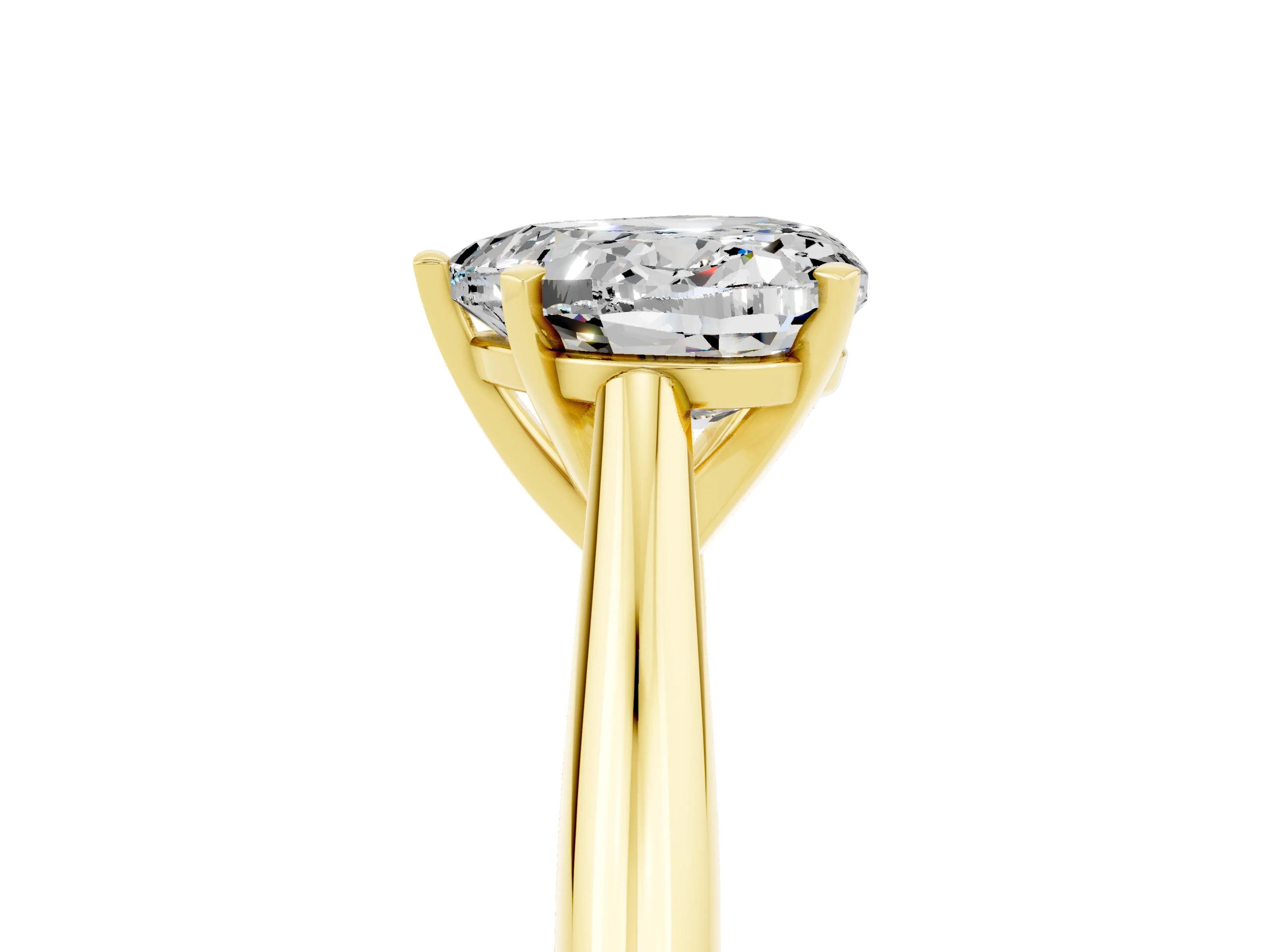 Yellow gold Heart Cut Moissanite Solitaire Engagement Ring with Cathedral Setting and Four-Prong Mount_17