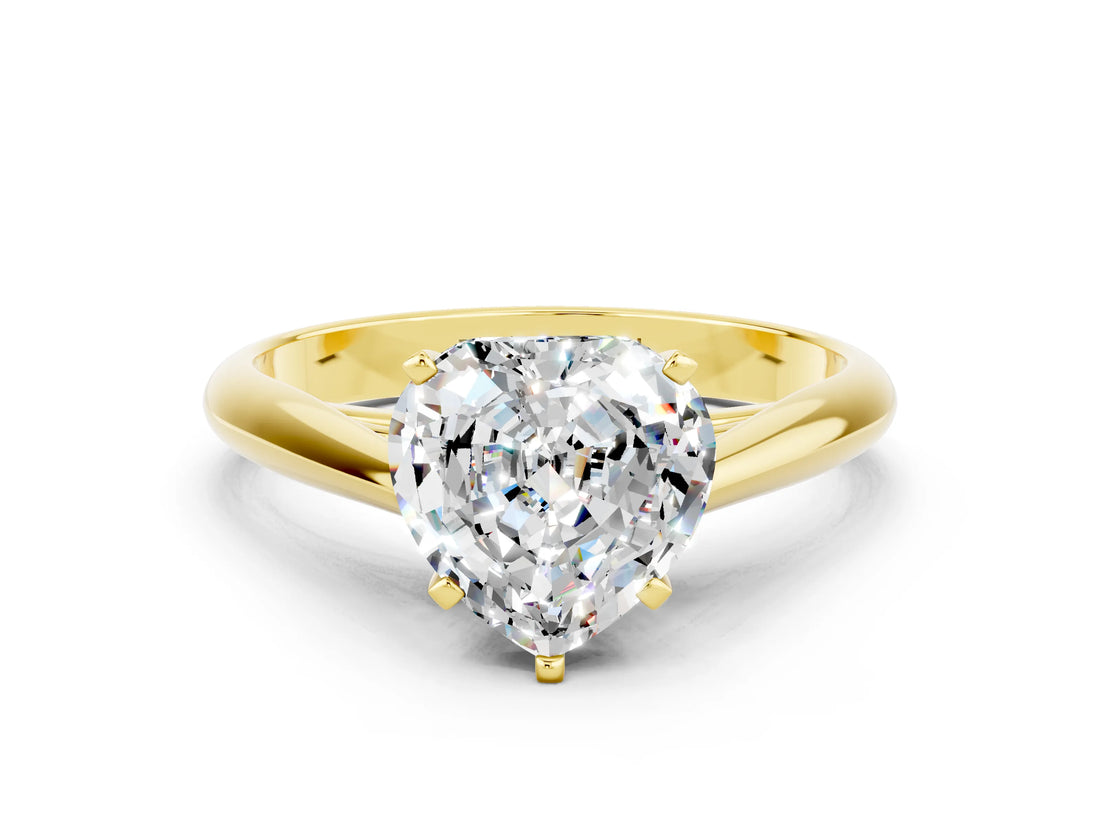 Yellow gold Heart Cut Moissanite Solitaire Engagement Ring with Cathedral Setting and Four-Prong Mount_30
