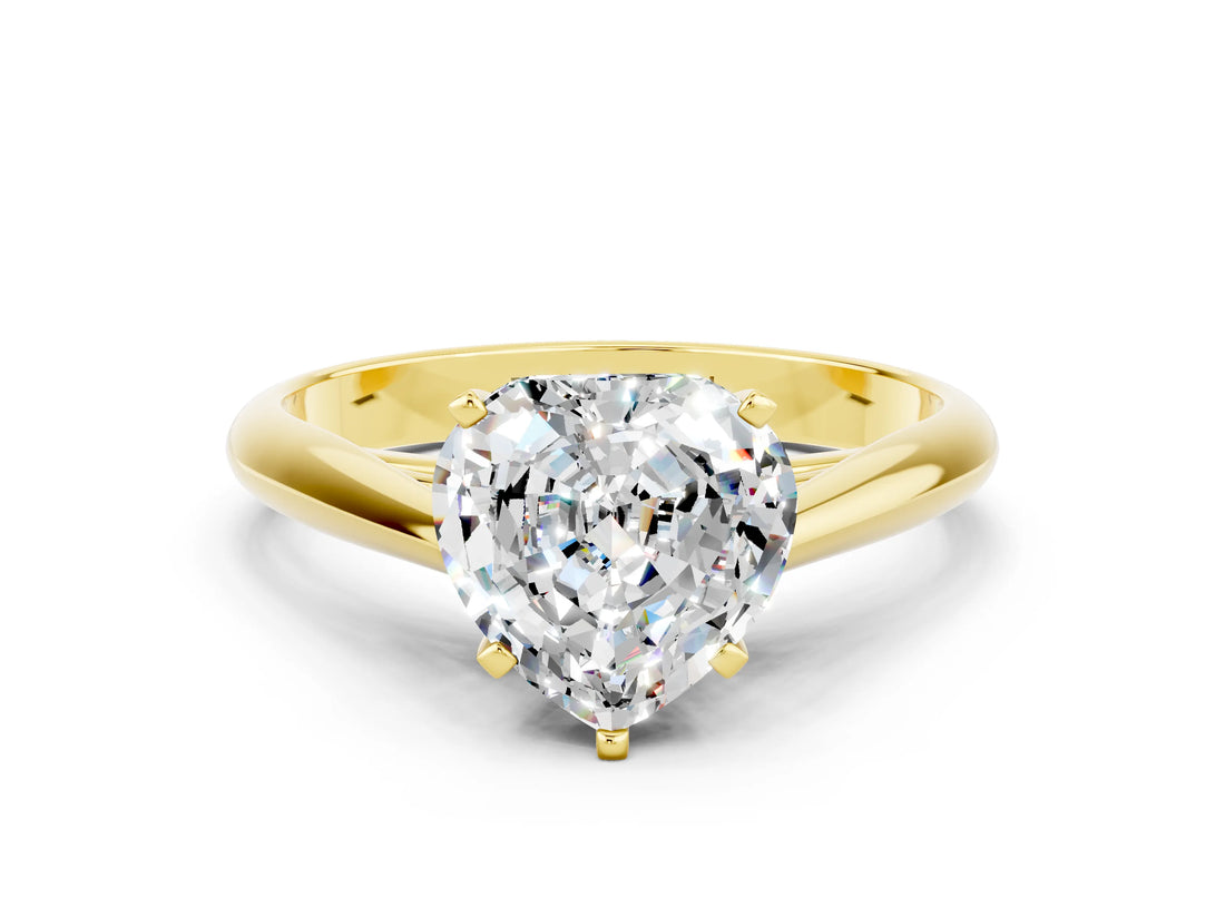 Yellow gold Heart Cut Moissanite Solitaire Engagement Ring with Cathedral Setting and Four-Prong Mount_66
