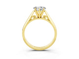 Yellow gold Heart Cut Moissanite Solitaire Engagement Ring with Cathedral Setting and Four-Prong Mount_69
