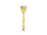 Yellow gold Heart Cut Moissanite Solitaire Engagement Ring with Celtic Knot Band and Four-Prong Setting_2
