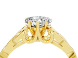 Yellow gold Heart Cut Moissanite Solitaire Engagement Ring with Celtic Knot Band and Four-Prong Setting_4