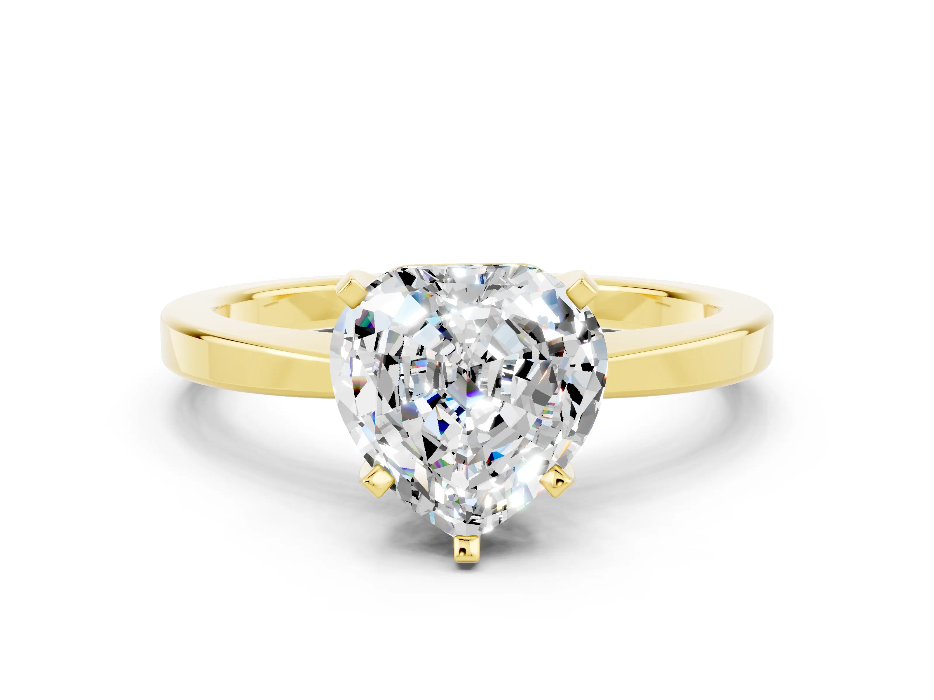 Yellow gold Heart Cut Moissanite Solitaire Engagement Ring with Classic Band and Four-Prong Setting_24