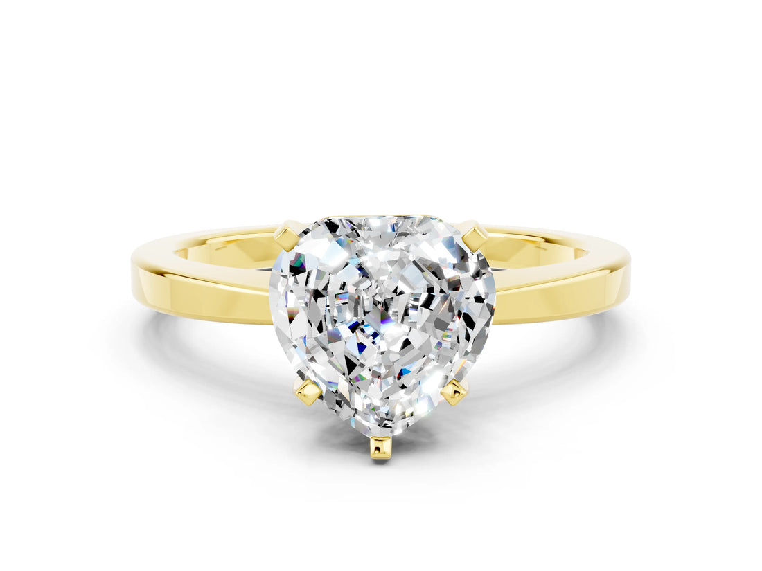 Yellow gold Heart Cut Moissanite Solitaire Engagement Ring with Classic Band and Four-Prong Setting_24