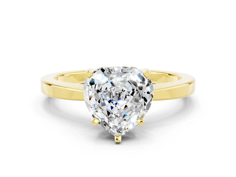 Yellow gold Heart Cut Moissanite Solitaire Engagement Ring with Classic Band and Four-Prong Setting_24