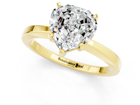 Yellow gold Heart Cut Moissanite Solitaire Engagement Ring with Classic Band and Four-Prong Setting_25