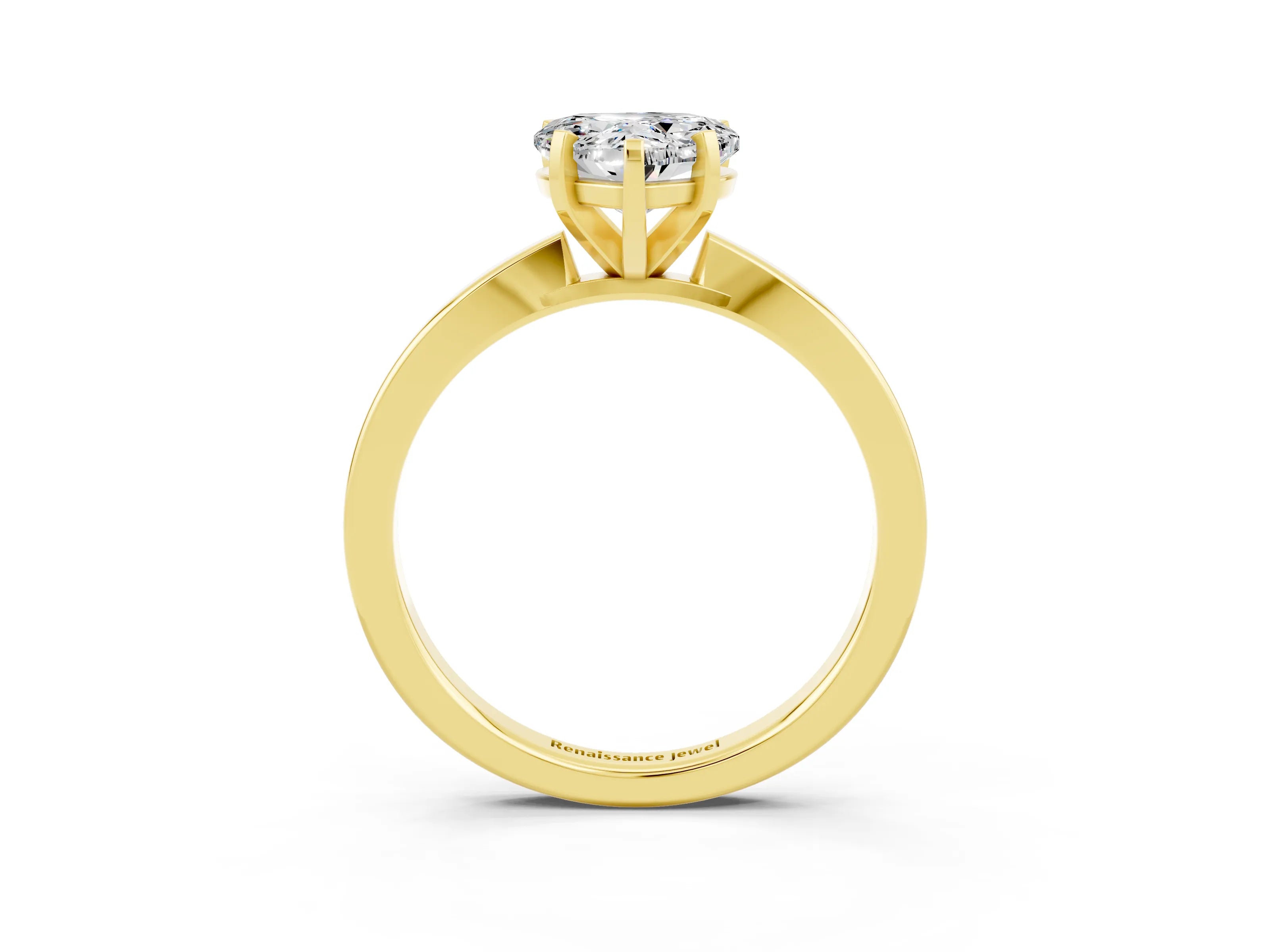 Yellow gold Heart Cut Moissanite Solitaire Engagement Ring with Classic Band and Four-Prong Setting_27