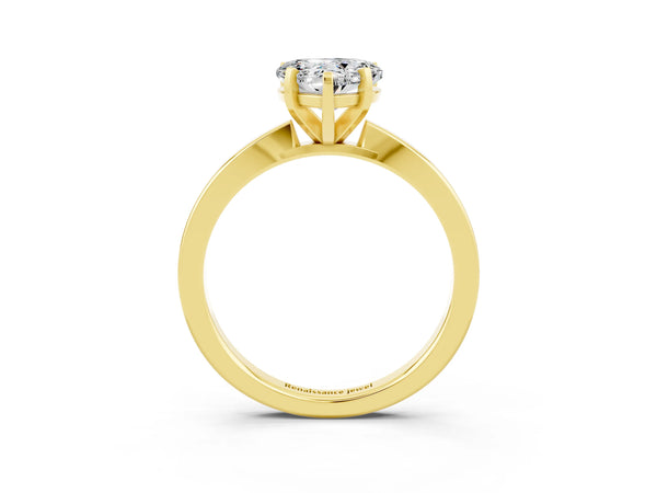 Yellow gold Heart Cut Moissanite Solitaire Engagement Ring with Classic Band and Four-Prong Setting