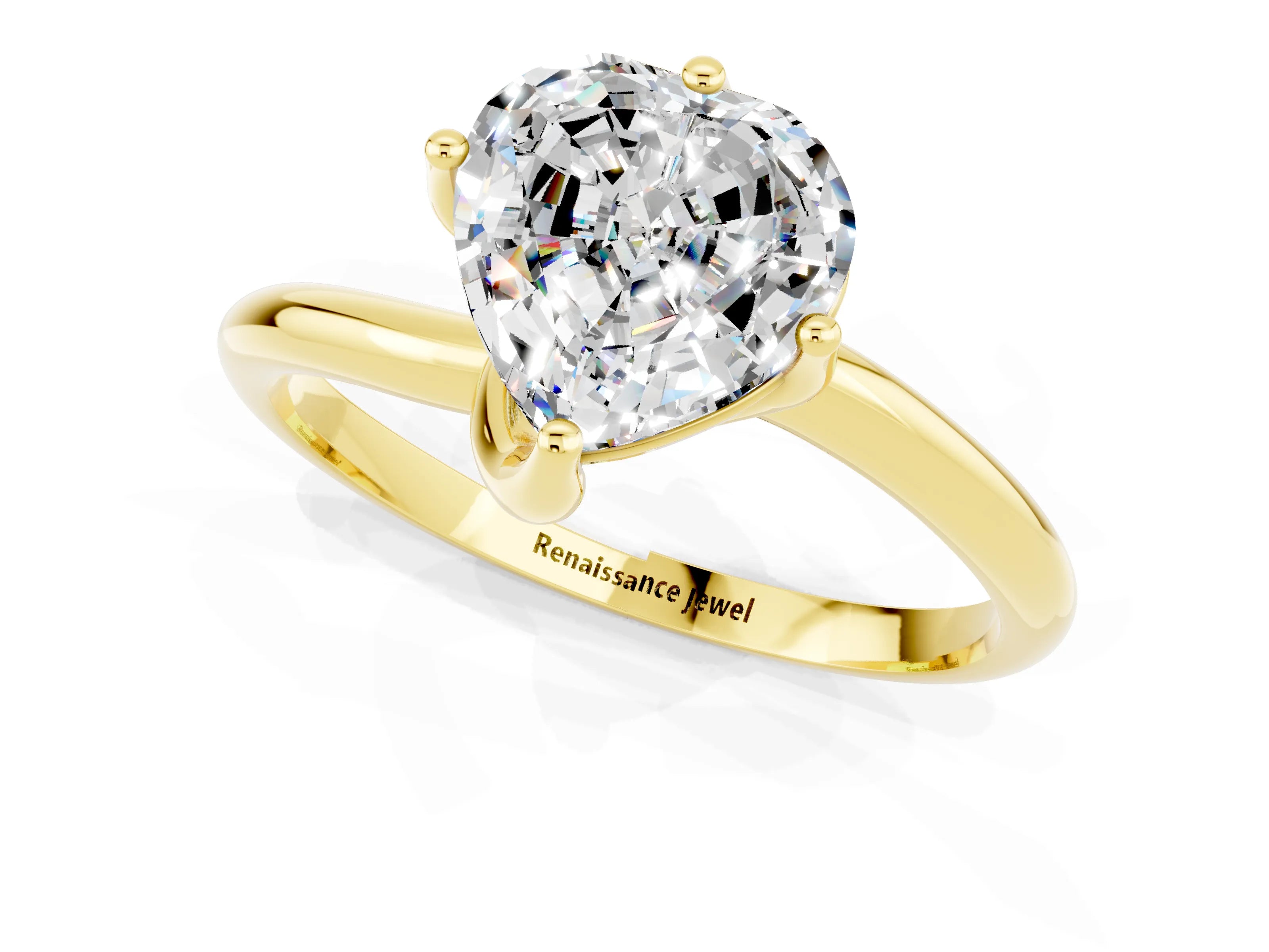 Yellow gold Heart Cut Moissanite Solitaire Engagement Ring with Four-Prong Setting and Classic Band_13
