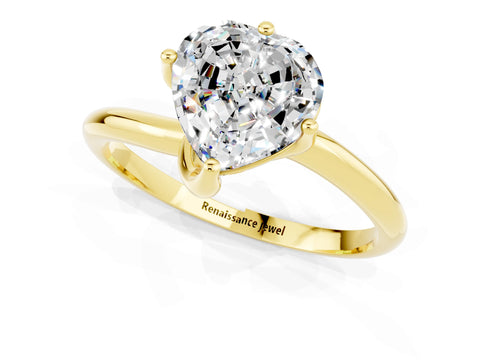 Yellow gold Heart Cut Moissanite Solitaire Engagement Ring with Four-Prong Setting and Classic Band_13