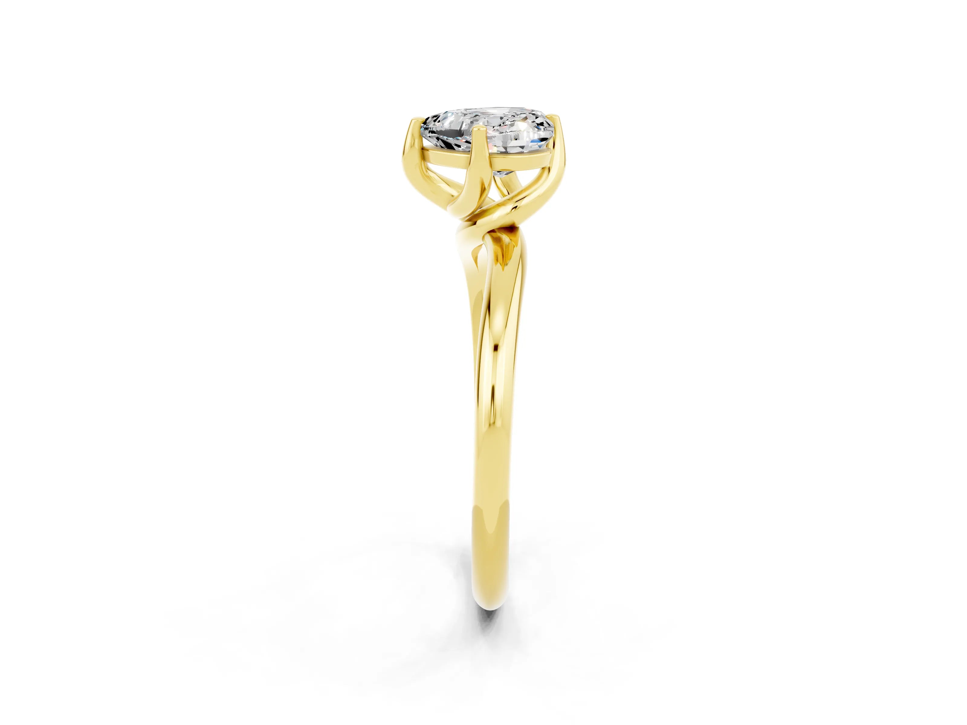 Yellow gold Heart Cut Moissanite Solitaire Engagement Ring with Four-Prong Setting and Classic Band_14