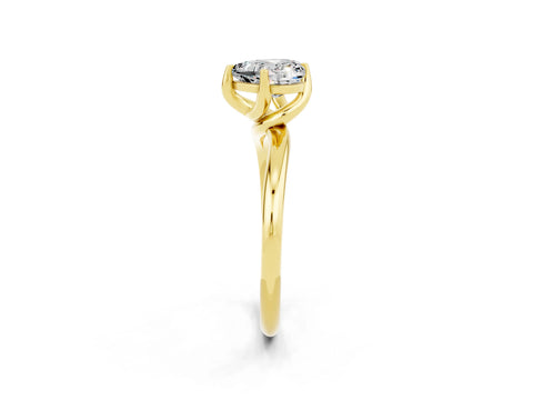 Yellow gold Heart Cut Moissanite Solitaire Engagement Ring with Four-Prong Setting and Classic Band_14