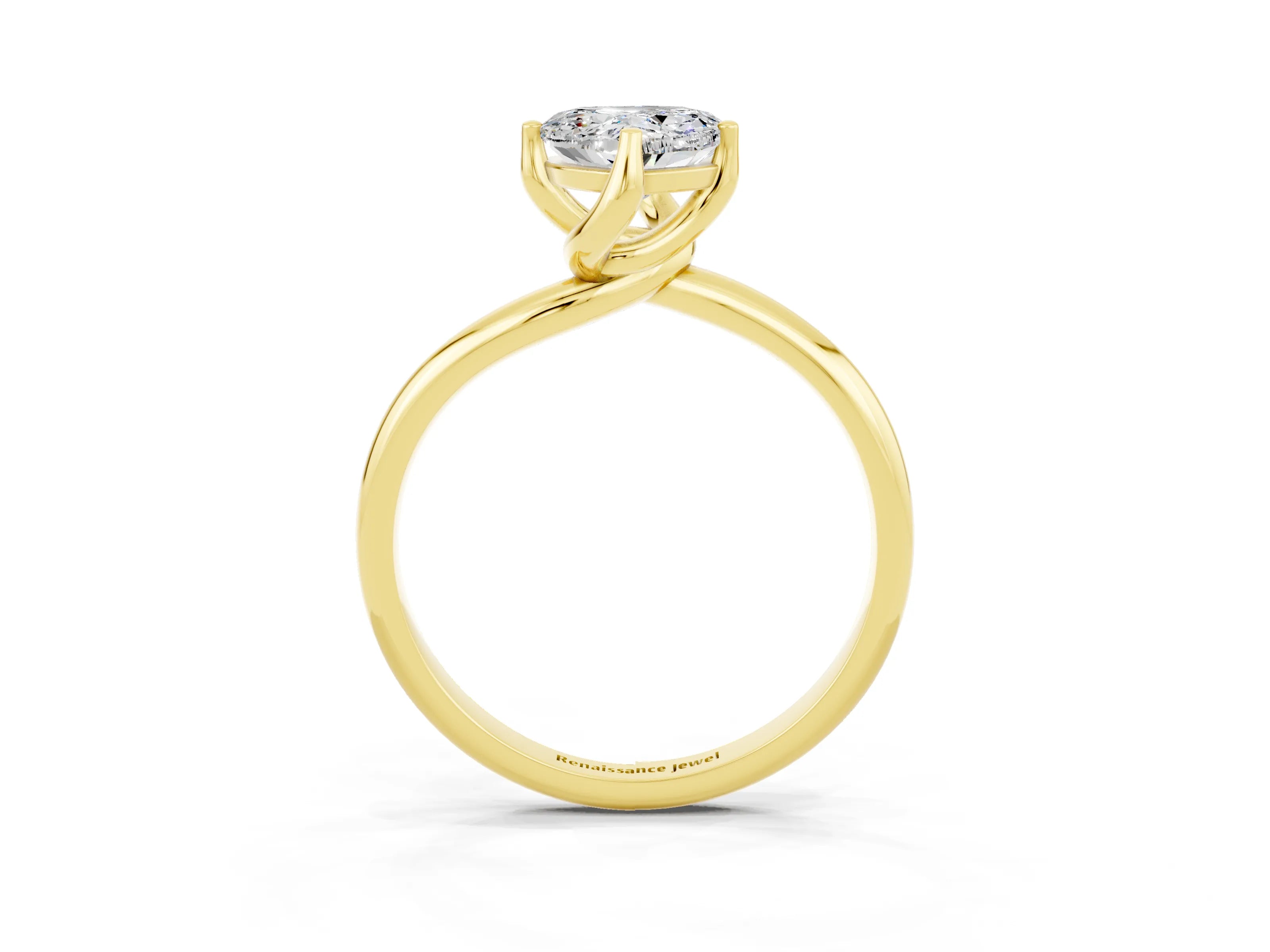 Yellow gold Heart Cut Moissanite Solitaire Engagement Ring with Four-Prong Setting and Classic Band_15