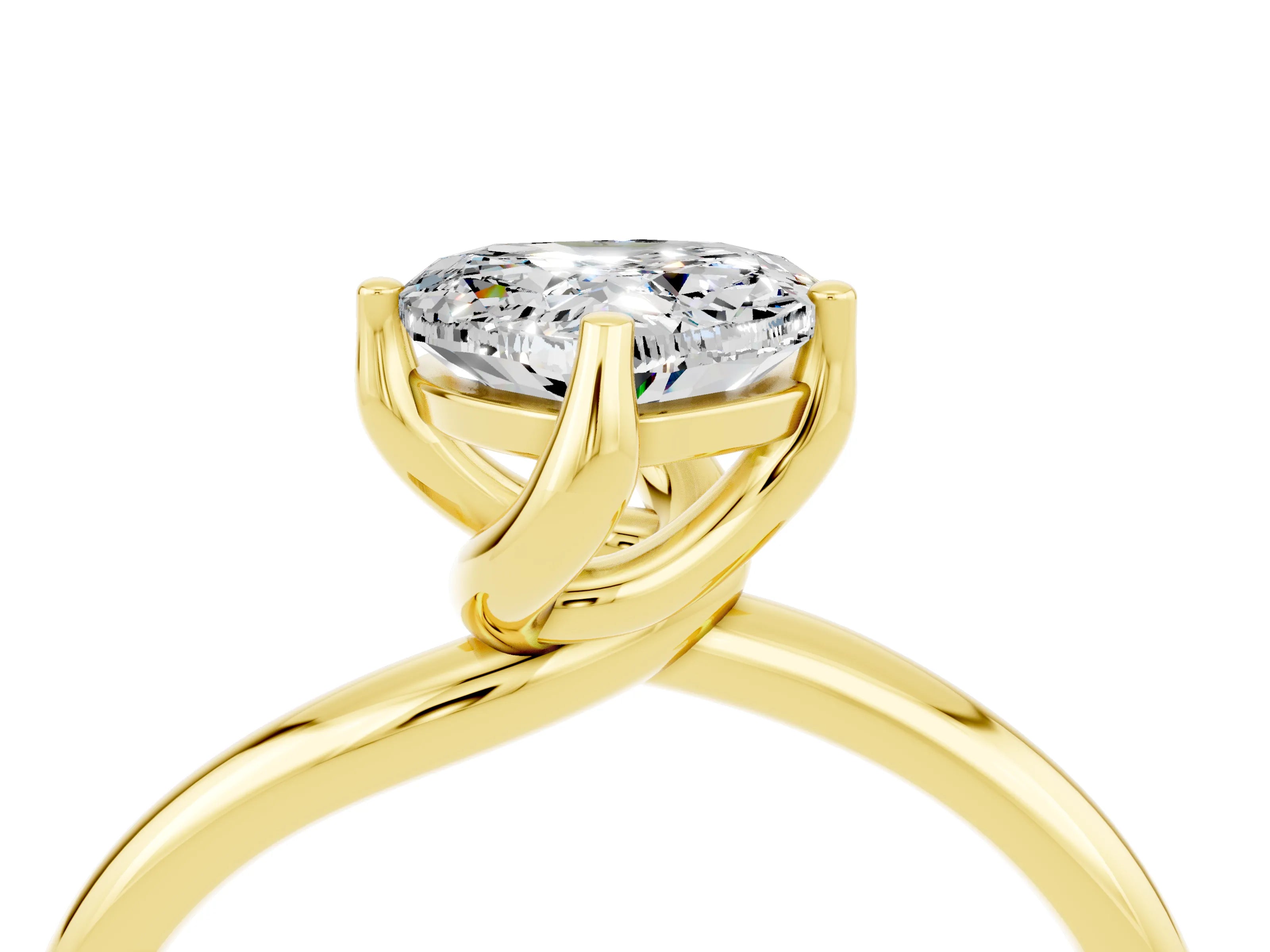 Yellow gold Heart Cut Moissanite Solitaire Engagement Ring with Four-Prong Setting and Classic Band_16