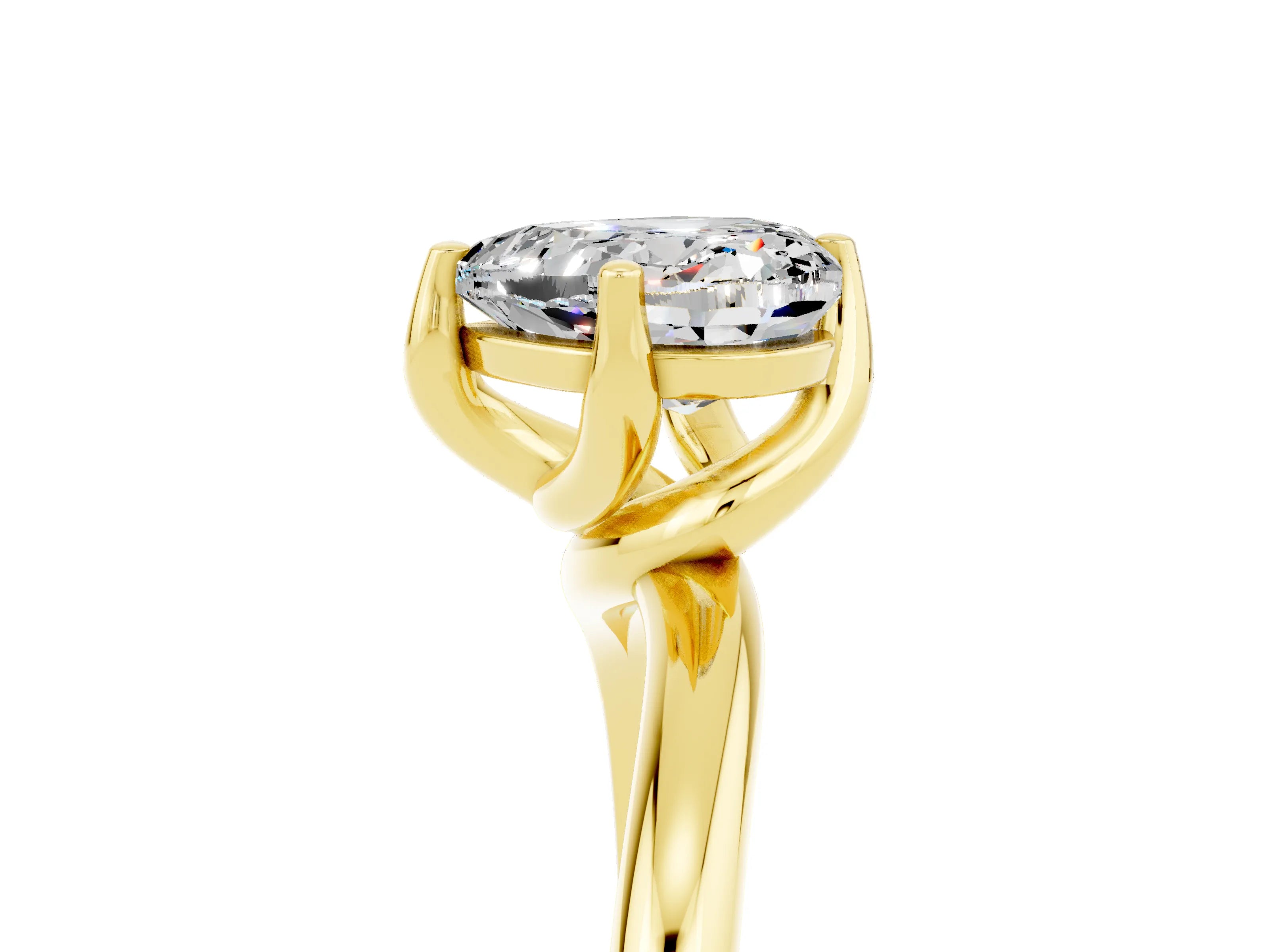 Yellow gold Heart Cut Moissanite Solitaire Engagement Ring with Four-Prong Setting and Classic Band_17