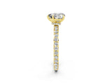 Yellow gold Heart Cut Moissanite Solitaire Engagement Ring with Pavé Band and Four-Prong Setting_2