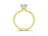 Yellow gold Heart Cut Moissanite Solitaire Engagement Ring with Pavé Band and Four-Prong Setting_3