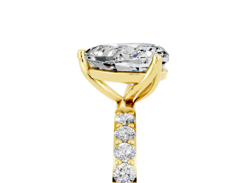 Yellow gold Heart Cut Moissanite Solitaire Engagement Ring with Pavé Band and Prong Setting_5