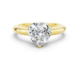 Yellow gold Heart Cut Moissanite Solitaire Engagement Ring with Round Band and Four-Prong Setting