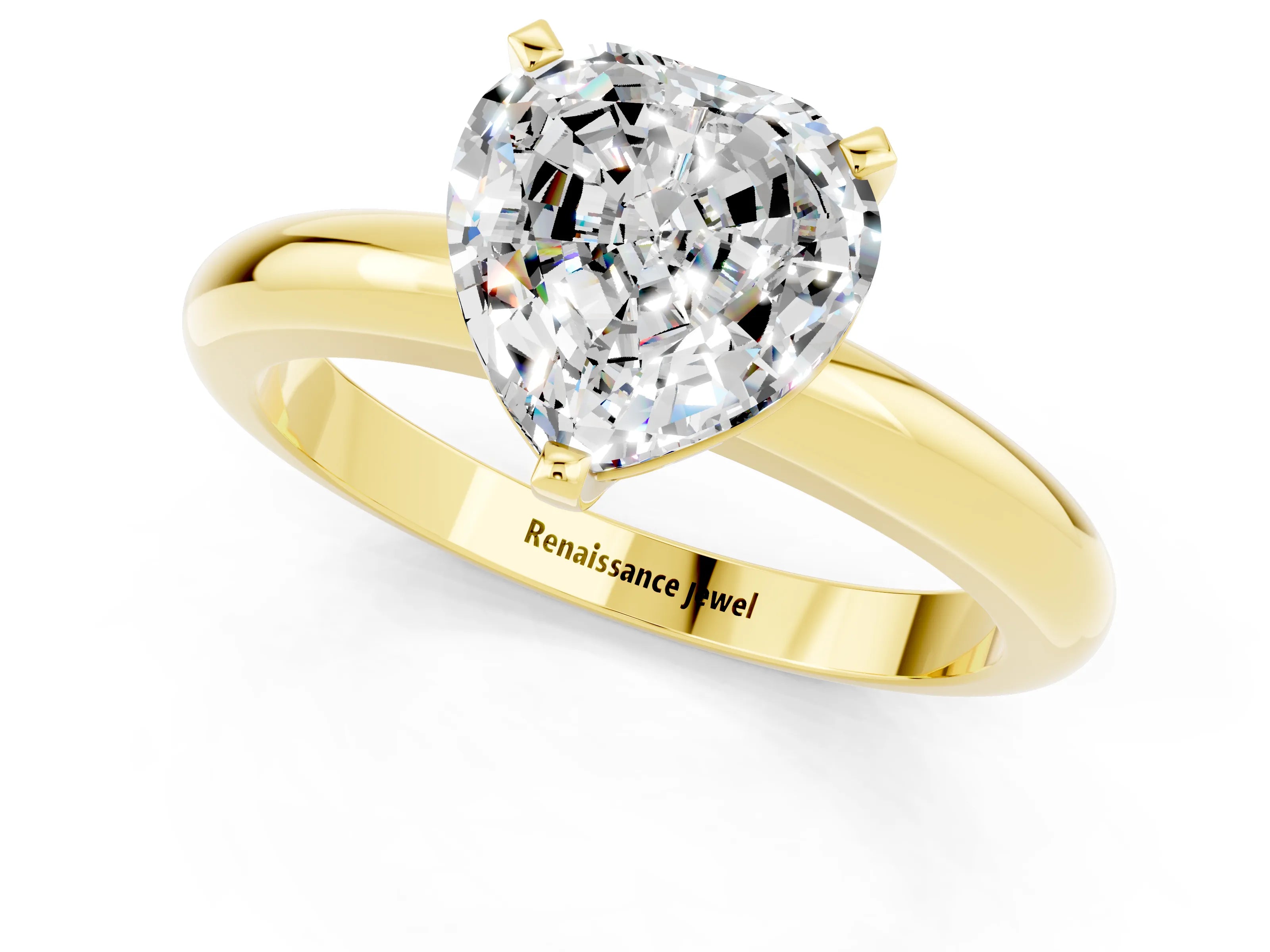 Yellow gold Heart Cut Moissanite Solitaire Engagement Ring with Round Band and Four-Prong Setting_1