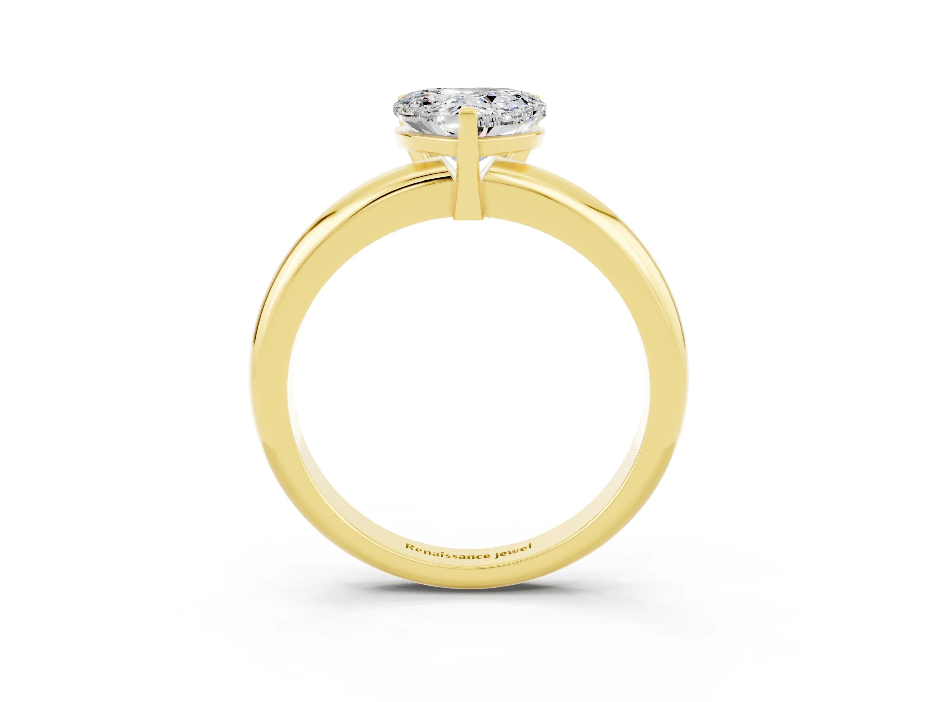 Yellow gold Heart Cut Moissanite Solitaire Engagement Ring with Round Band and Four-Prong Setting_3