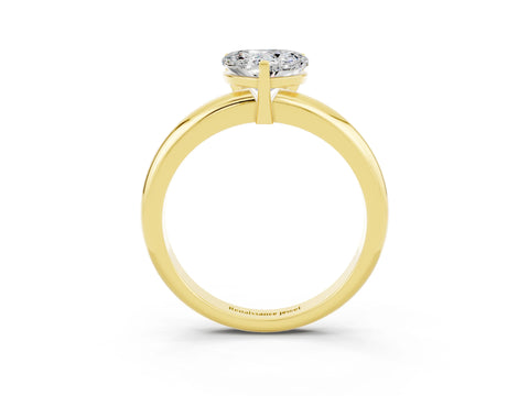 Yellow gold Heart Cut Moissanite Solitaire Engagement Ring with Round Band and Four-Prong Setting_3
