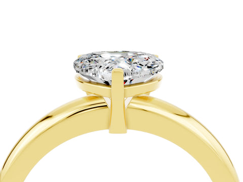 Yellow gold Heart Cut Moissanite Solitaire Engagement Ring with Round Band and Four-Prong Setting_4