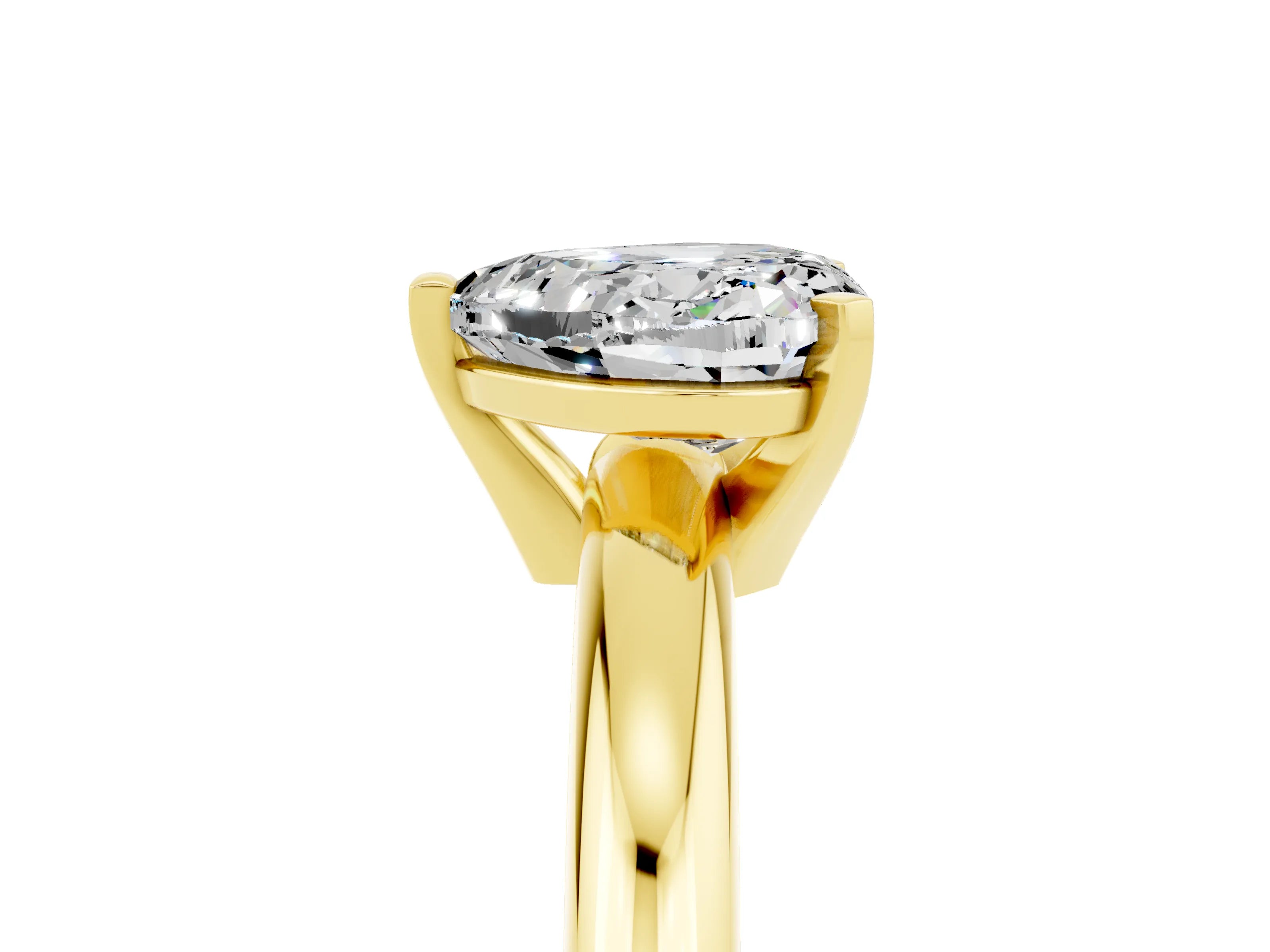 Yellow gold Heart Cut Moissanite Solitaire Engagement Ring with Round Band and Four-Prong Setting_5