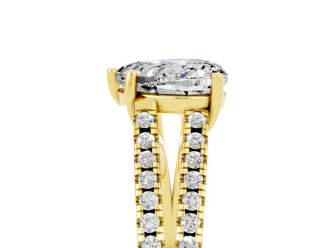 Yellow gold Heart Cut Moissanite Solitaire Engagement Ring with Split Shank Pavé Band_5