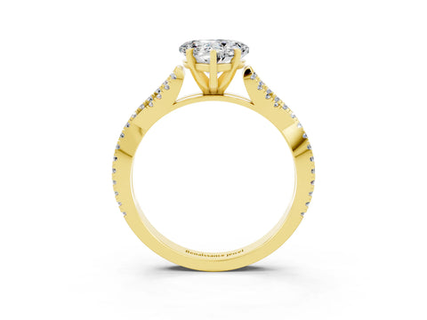 Yellow gold Heart Cut Moissanite Solitaire Engagement Ring with Twisted Pavé Band and Four-Prong Setting_15