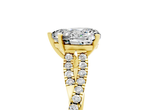 Yellow gold Heart Cut Moissanite Solitaire Engagement Ring with Twisted Pavé Band and Four-Prong Setting_17