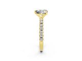 Yellow gold Heart Cut Moissanite Solitaire Pavé Band with Four-Prong Setting_2