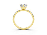Yellow gold Heart Cut Moissanite Solitaire Pavé Band with Four-Prong Setting_3