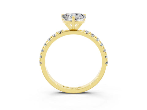 Yellow gold Heart Cut Moissanite Solitaire Pavé Band with Four-Prong Setting_3