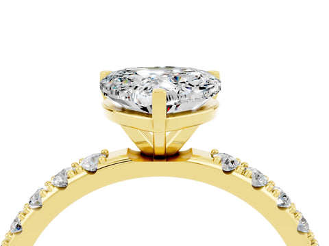 Yellow gold Heart Cut Moissanite Solitaire Pavé Band with Four-Prong Setting_4