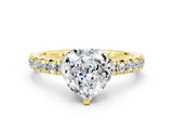 Yellow gold Heart Cut Moissanite Solitaire Pavé Engagement Ring with Round Band and Prong Setting_12