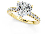 Yellow gold Heart Cut Moissanite Solitaire Pavé Engagement Ring with Round Band and Prong Setting_13