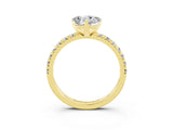 Yellow gold Heart Cut Moissanite Solitaire Pavé Engagement Ring with Round Band and Prong Setting_15
