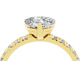 Yellow gold Heart Cut Moissanite Solitaire Pavé Engagement Ring with Round Band and Prong Setting_16