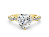Yellow gold Heart Cut Moissanite Solitaire Pavé Engagement Ring with Round Band and Prong Setting_72
